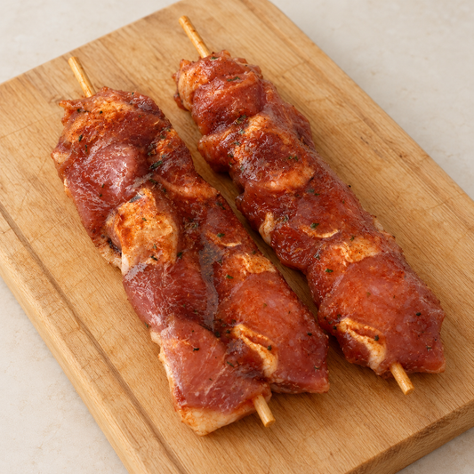 Souvlakis de porc — tomate, cumin et vin